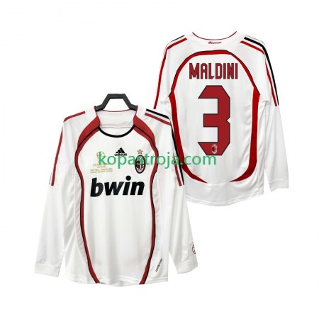 Billiga Fotbollströjor AC Milan MALDINI 3 2006 2007 Retro Borta tröja Långärmad